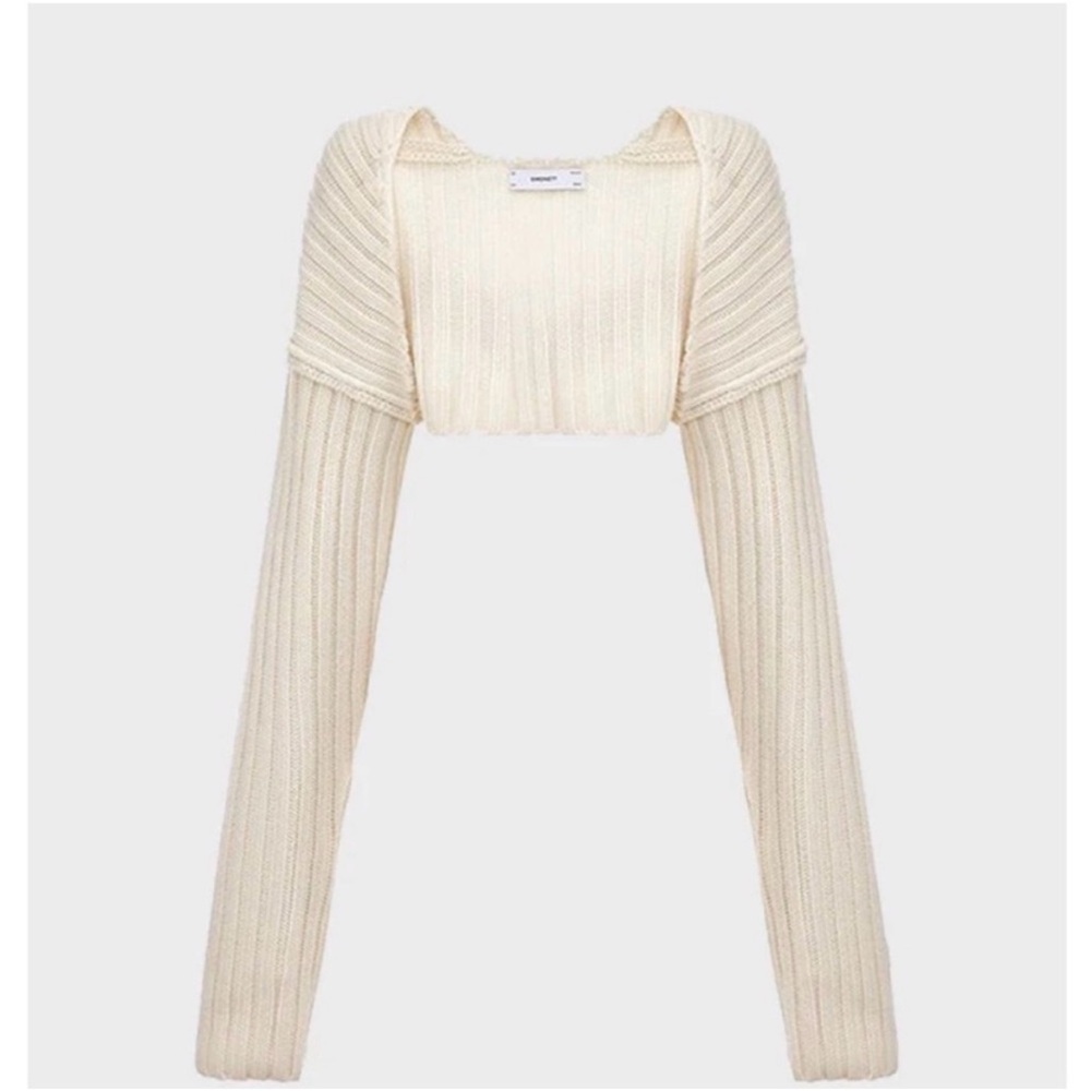 Simonett Cream Ribbed Cropped Shrug